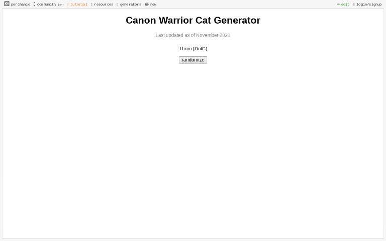 Canon Warrior Cat Generator