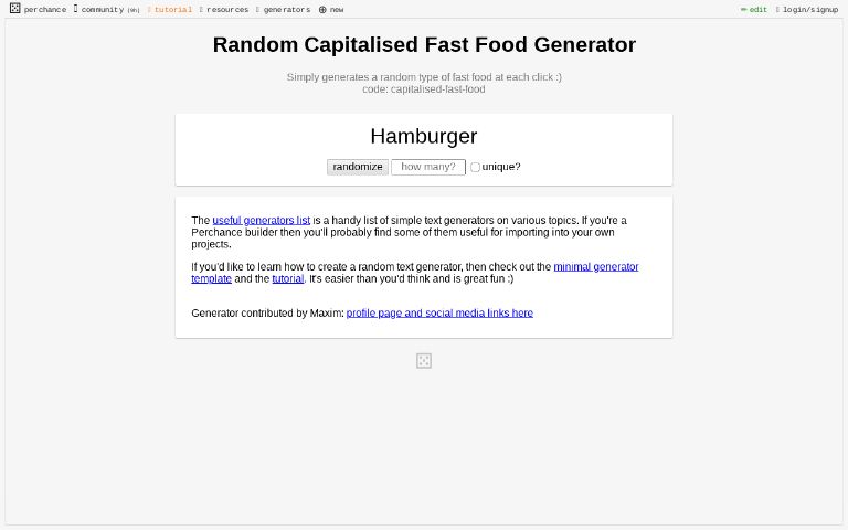 random-capitalised-fast-food-generator