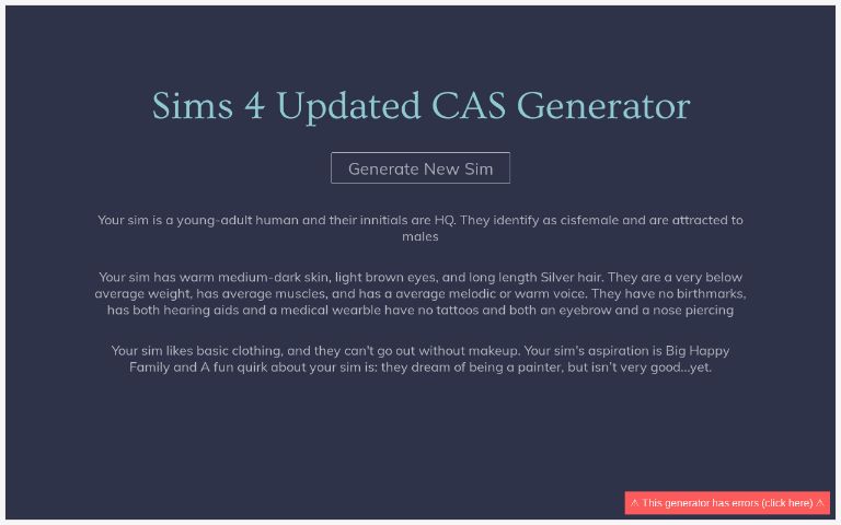 Sims 4 Updated CAS Generator