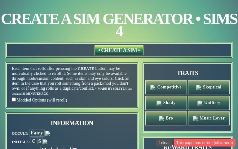 Create a Sim Generator • Sims 4
