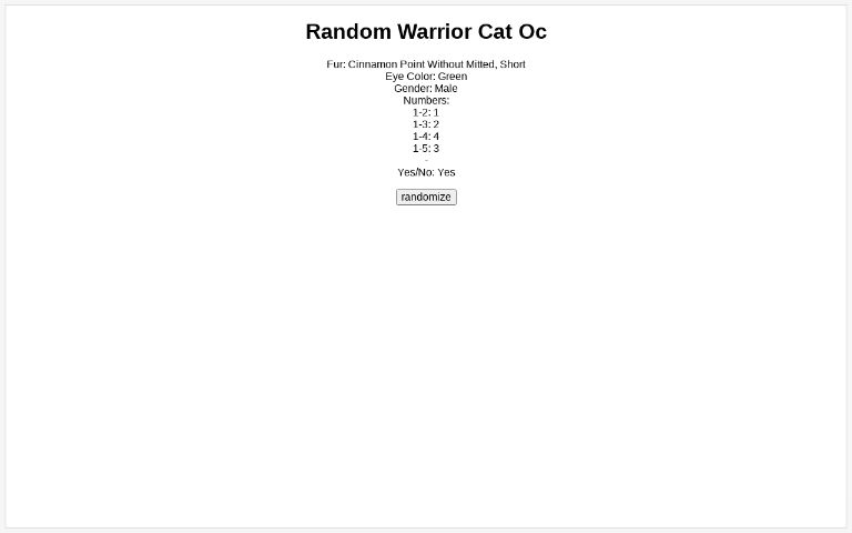 Random Warrior Cat Oc ― Perchance Generator