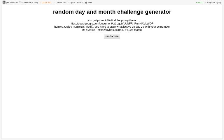 random day and month challenge generator