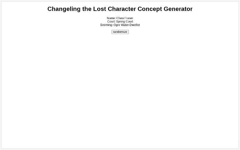 Changeling The Lost Character Concept Generator Perchance