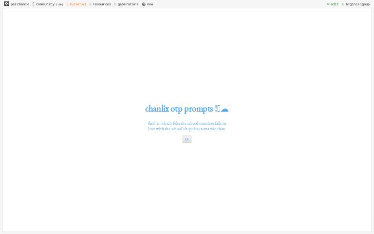 chanlix otp prompts !🏹☁️ ― Perchance Generator