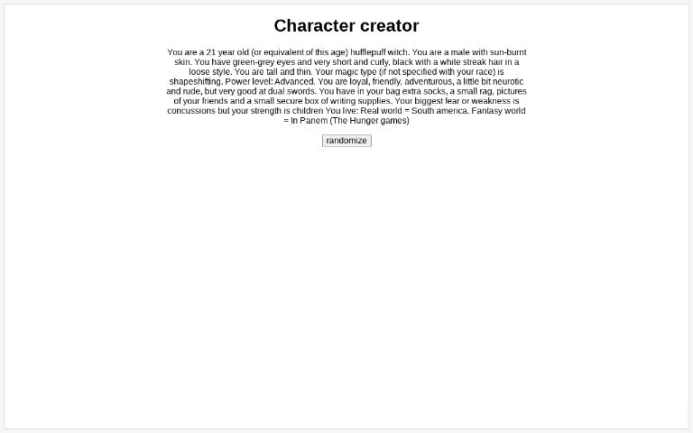 Character creator ― Perchance Generator