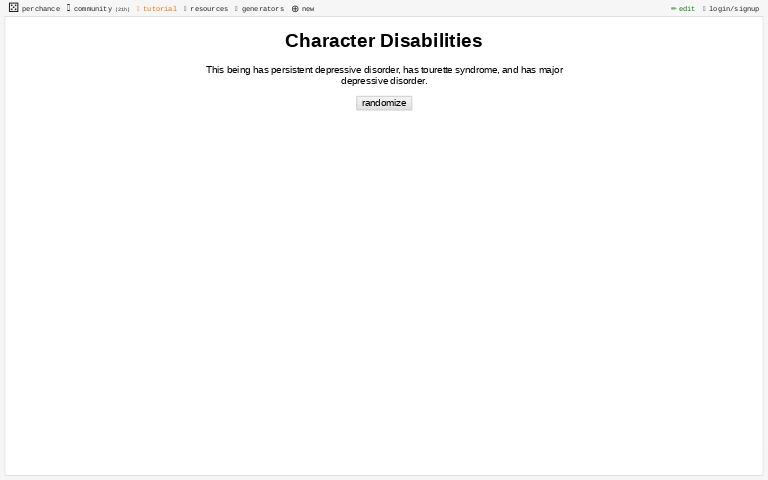 Character Disabilities ― Perchance Generator