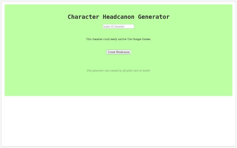 Character Headcanon Generator