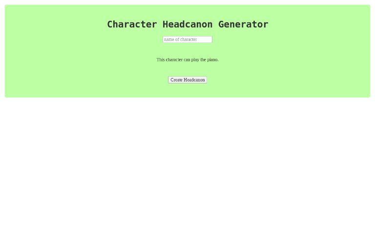 Character Headcanon Generator