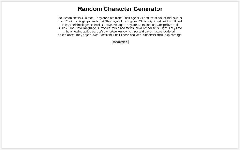 Random Character Generator