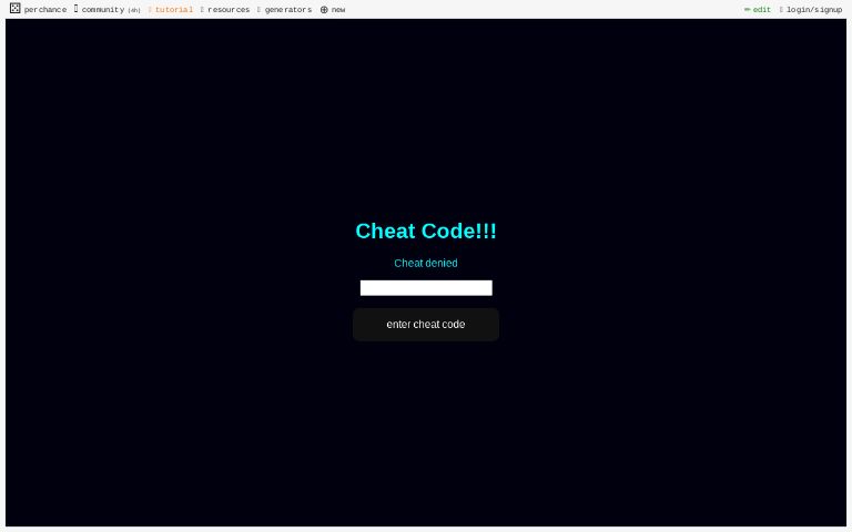 Cheat Code!!! ― Perchance Generator
