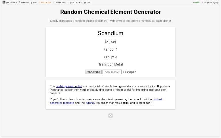Random Chemical Element Generator