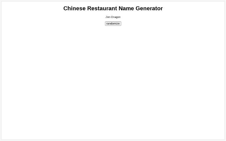 Chinese Restaurant Name Generator