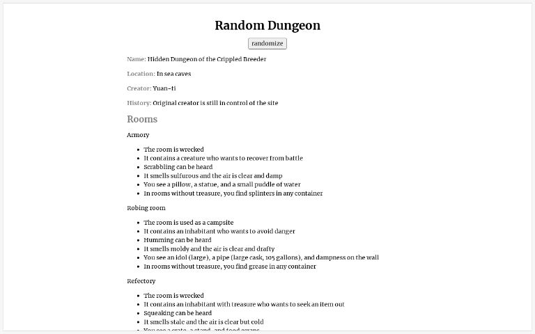 Random Dungeon ― Perchance Generator