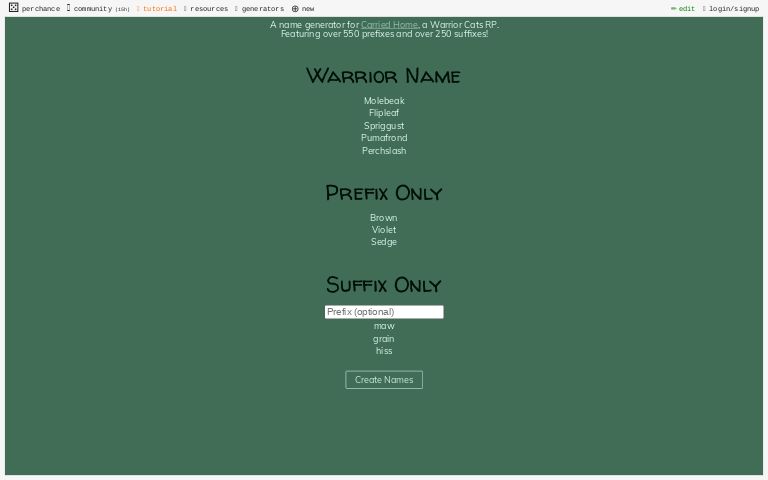 CH Warrior Name Generator