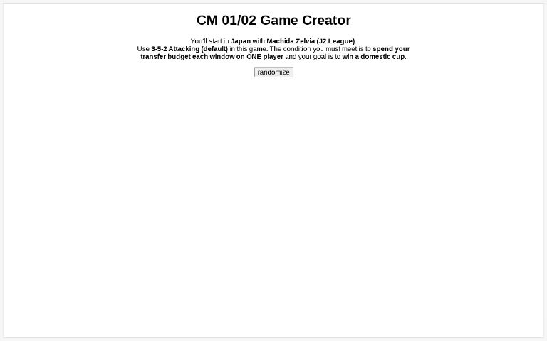 CM 01/02 Game Creator ― Perchance Generator