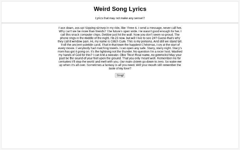 weird-song-lyrics-perchance-generator