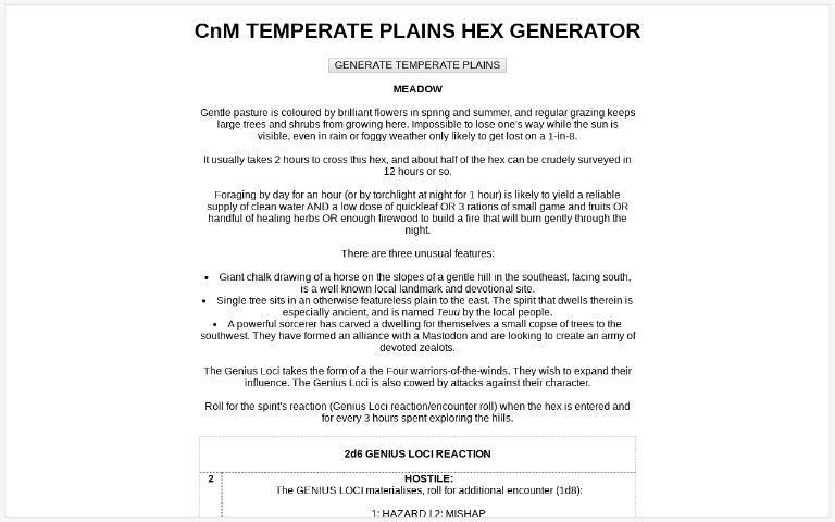 CnM TEMPERATE PLAINS HEX GENERATOR