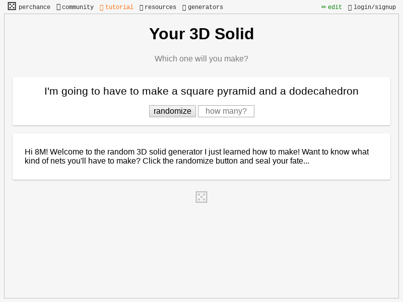 Your 3d solid perchance generator