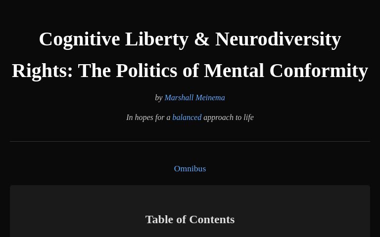 Cognitive Liberty & Neurodiversity Rights: The Politics of Mental ...