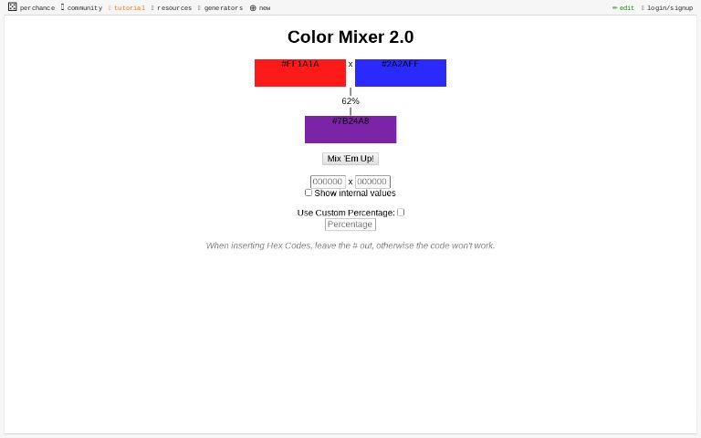 Color Mixer 2.0 ― Perchance Generator