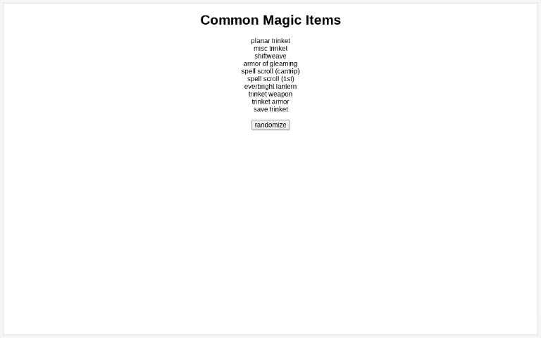 Common Magic Items ― Perchance Generator