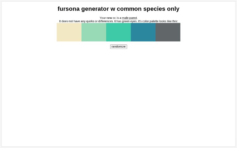 fursona generator w common species only