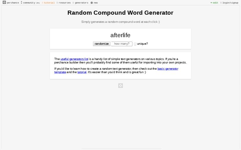 Random Compound Word Generator Perchance