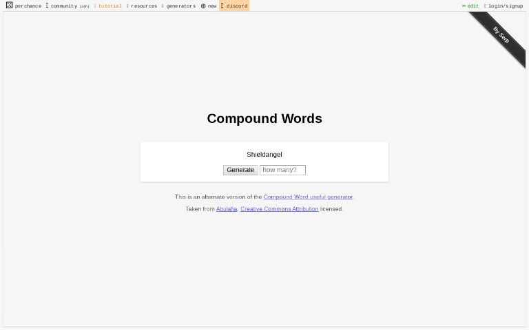 Compound Words Perchance Generator