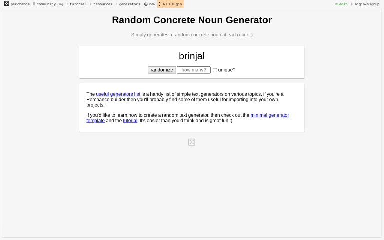 Random Concrete Noun Generator Perchance