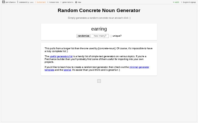 Random Concrete Noun Generator Perchance