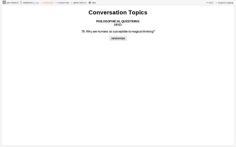 conversation-topics-perchance-generator