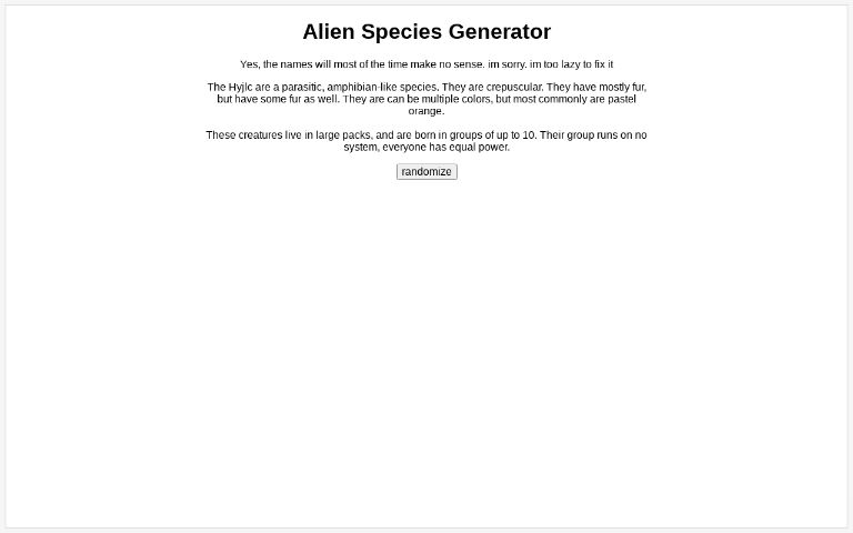 Alien Species Generator