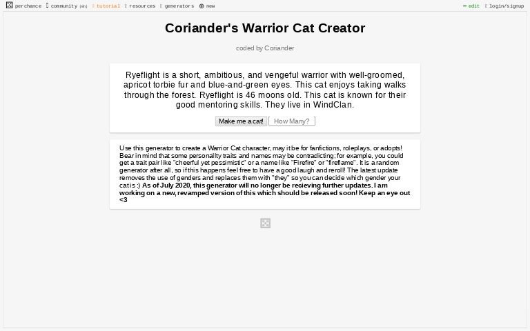 Unique Warrior Cat Name Generator ― Perchance