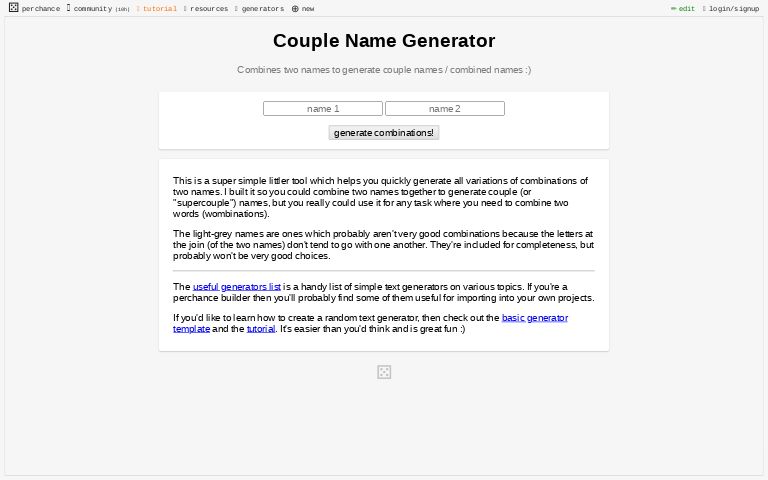 Couple Name Generator Perchance