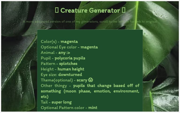 Creature Generator☻