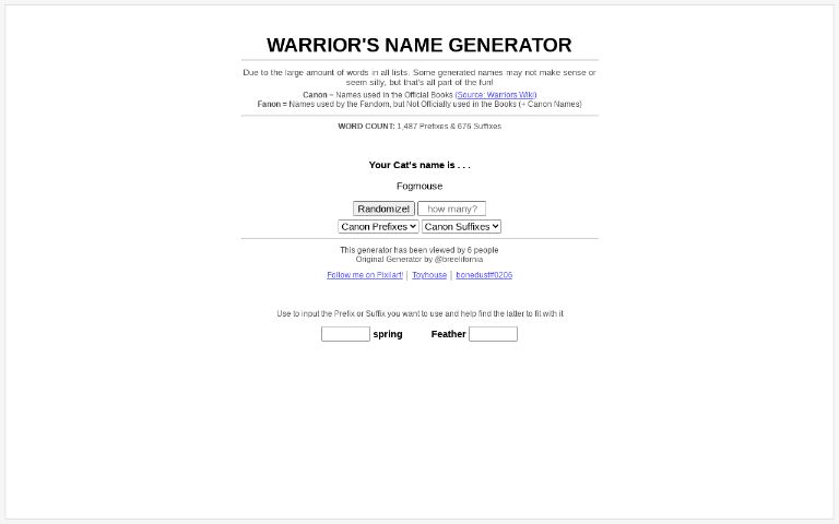 WARRIOR'S NAME GENERATOR