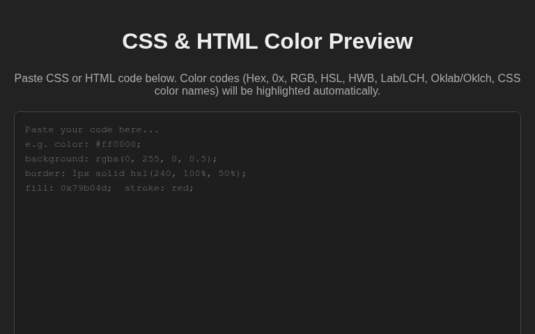 CSS & HTML Color Preview ― Perchance Generator