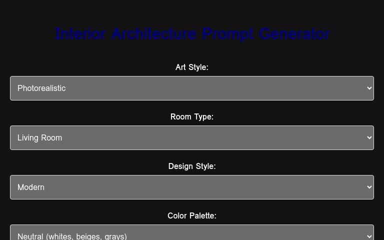 Interior Architecture Prompt Generator