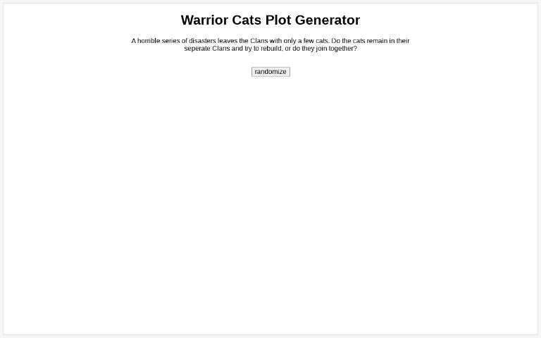 Warrior Cats Plot Generator