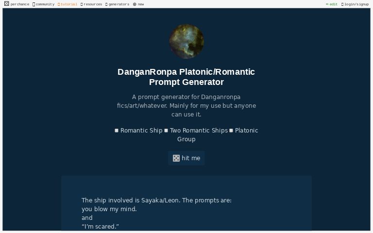 DanganRonpa Platonic/Romantic Prompt Generator ― Perchance