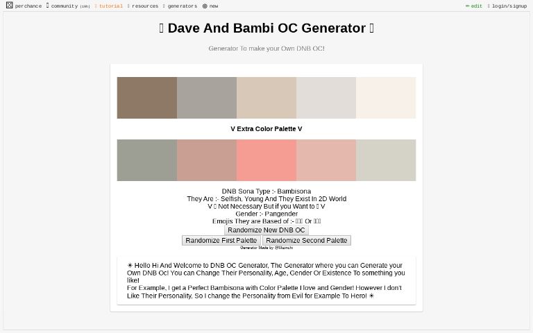 🌻 Dave And Bambi OC Generator 🌻 ― Perchance