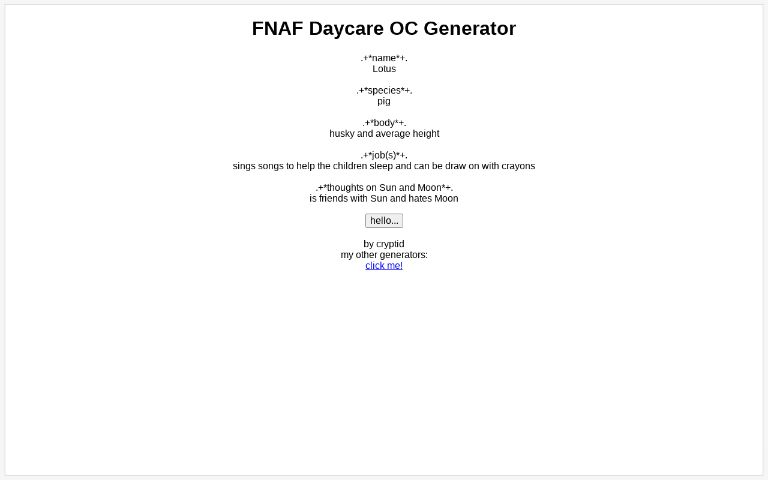 FNAF Daycare OC Generator