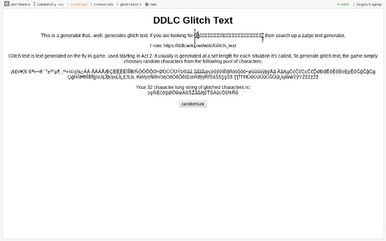 DDLC Glitch Text ― Perchance Generator