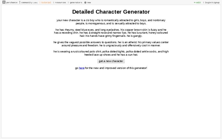 character generator creative writing