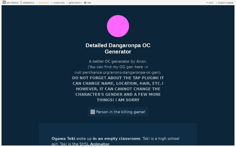 Detailed Dangaronpa OC Generator ― Perchance