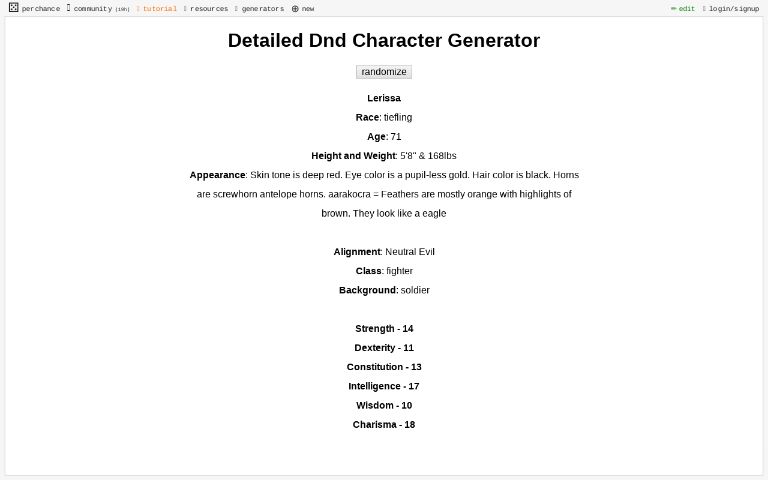 Detailed Dnd Character Generator ― Perchance