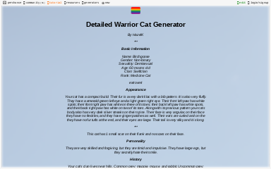 Warrior Cats Name And Appearance Generator