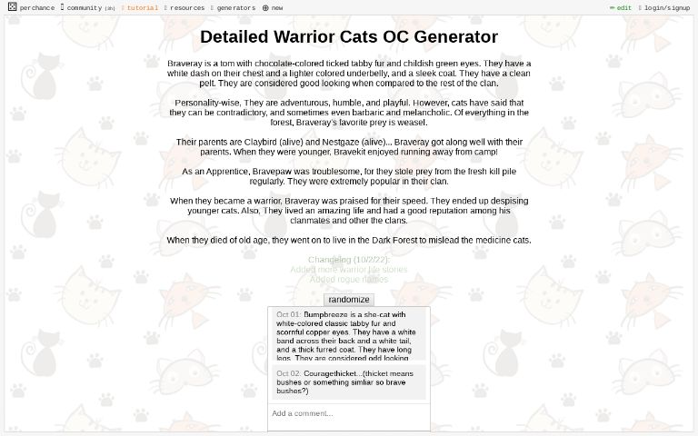 I made a warrior cat generator! Comment what you get! : r