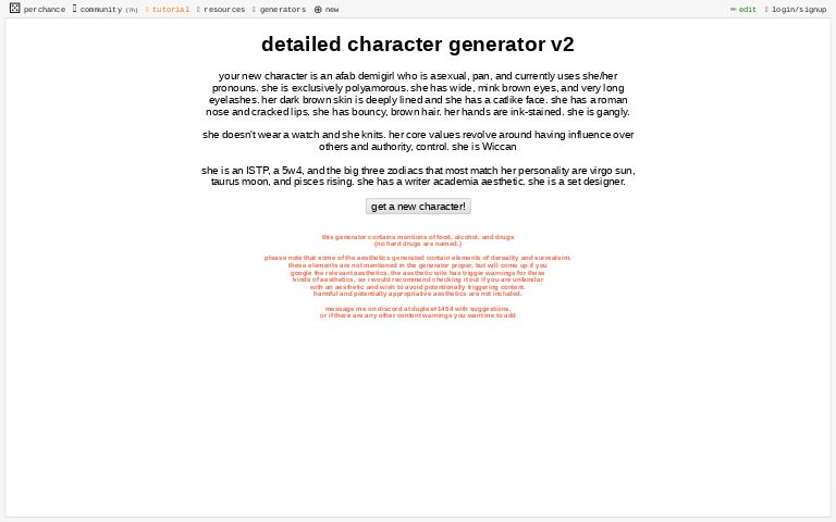 Detailed Character Generator V2
