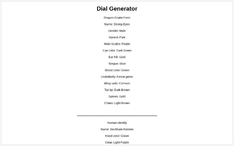 Dial Generator